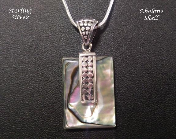 Abalone Shell Pendant, Sterling Silver - Click Image to Close